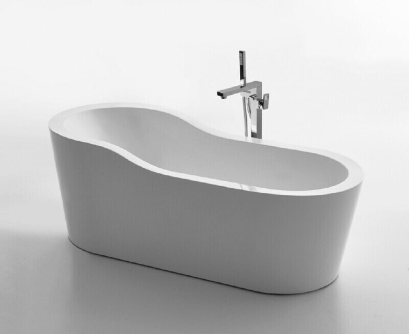 BelBagno BB65-1750 Отдельностоящая, овальная акриловая ванна в комплекте со сливом-переливом цвета хром. 1750x800x680