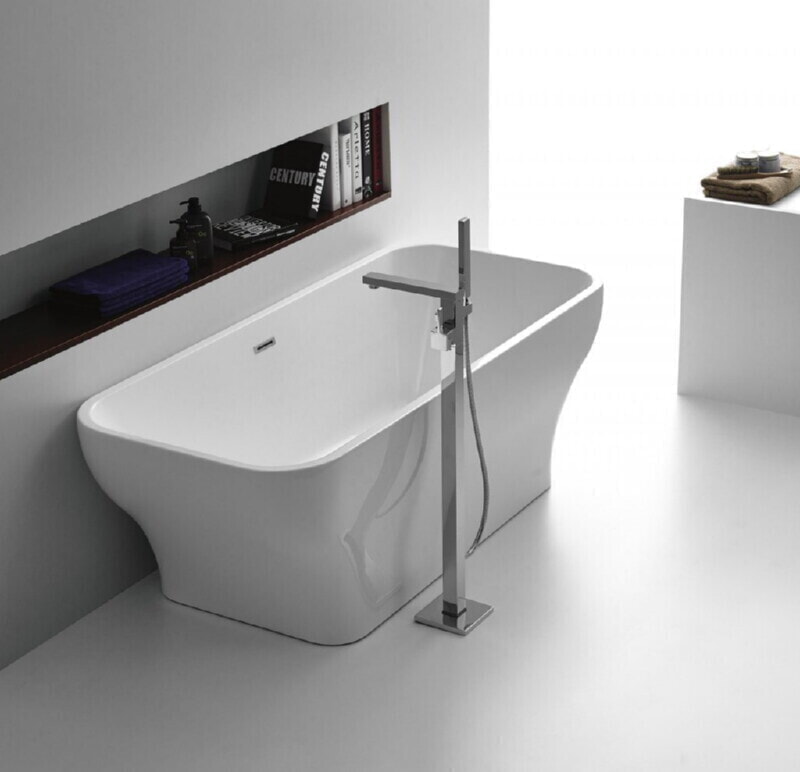 BelBagno BB73-1700 Отдельностоящая, прямоугольная акриловая ванна в комплекте со сливом-переливом цвета хром. 1700x750x600