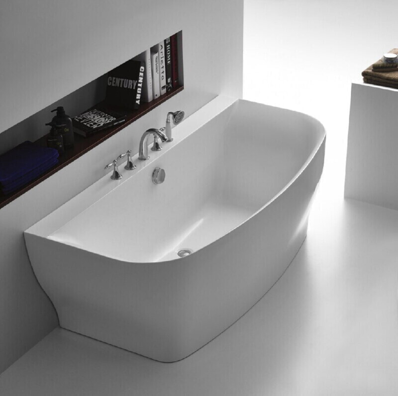 BelBagno BB74-1650 Отдельностоящая, прямоугольная акриловая ванна в комплекте со сливом-переливом цвета хром. 1650x780x590