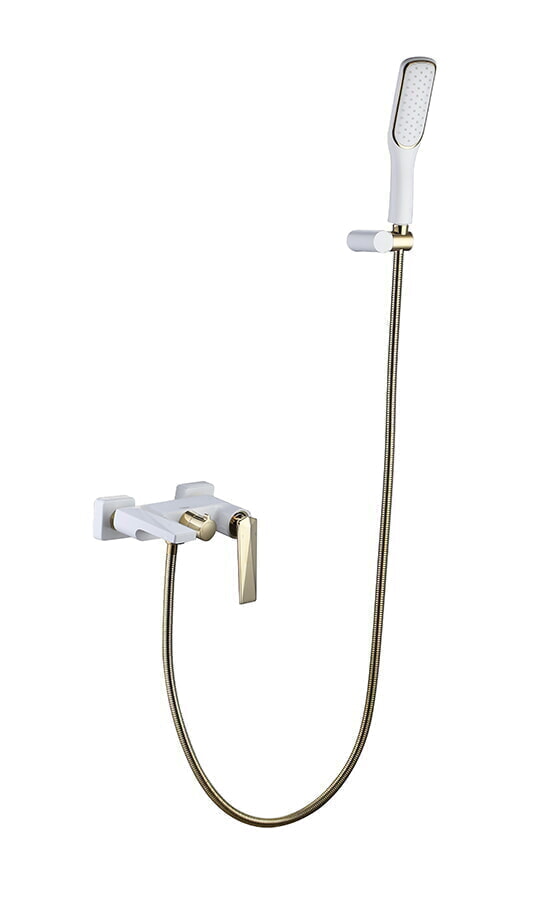 Boheme VENTURO 383-W  Смеситель для ванны с душ.гарнитуром  белый + золото