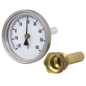 TIM Термометр "малый", с гильзой, 1/4"(0℃ - 80℃) 