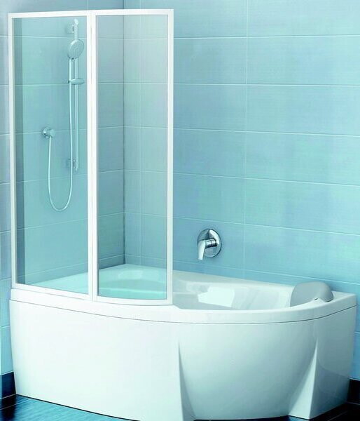 RAVAK Rosa VSK2 170 L Шторка на ванну, профиль-белый, витраж-пластик Rain 76LB010041