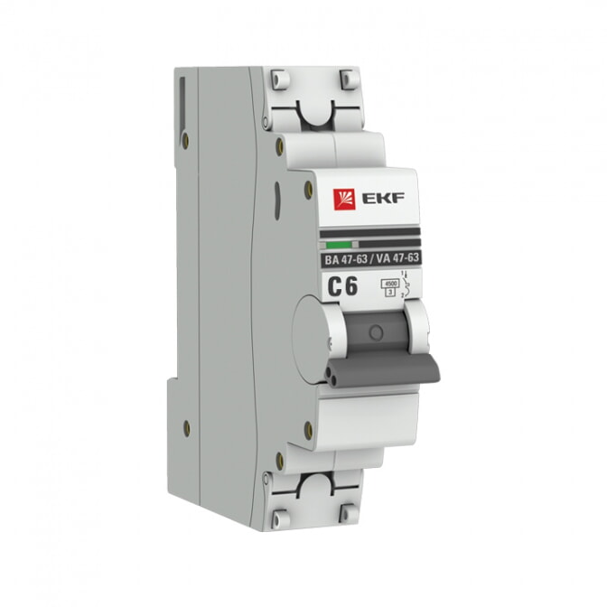 EKF Автоматический выключатель 1P 6А (C) 4,5kA ВА 47-63 PROxima
