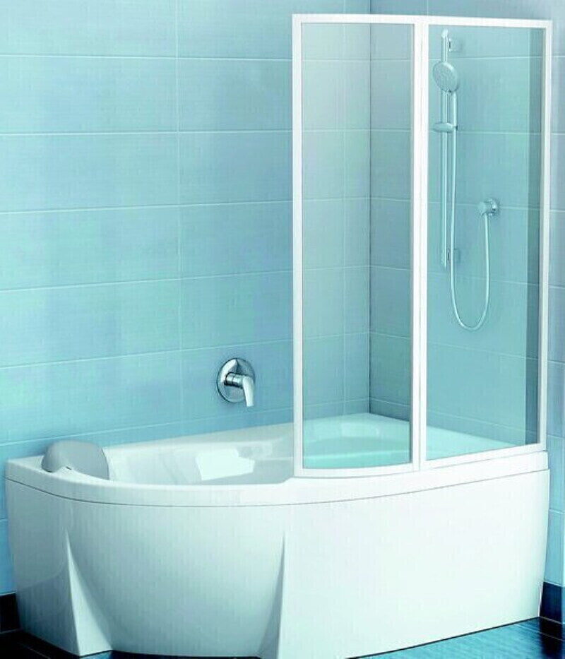 RAVAK Rosa VSK2 170 R Шторка на ванну, профиль-белый, витраж-стекло Transparent  76PB0100Z1