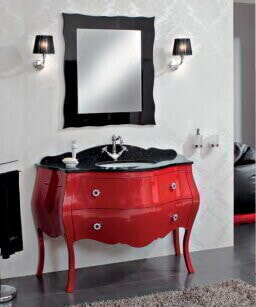 Cezares CARLOTTA Rosso Laccato Комплеект мебели с 2 ящиками (тумба+ Столешница из искусственного мрамора+ Керамическая раковина+ Зеркало+ Светильники)