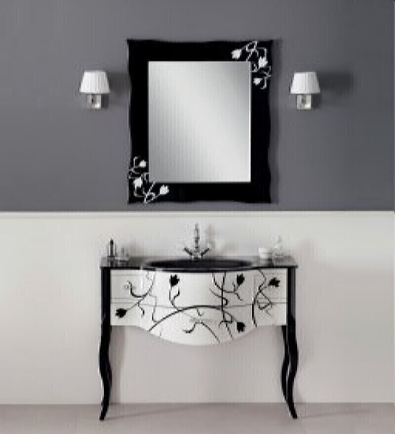 Cezares LADY Decorato Комплект мебели с 3 ящиками (тумба+ Стеклянная раковина-столешница+ Зеркало+ Светильники)