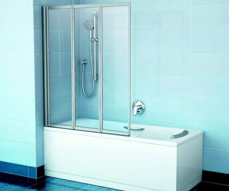 RAVAK Шторка для ванны трехэементная VS3 130 сатин + Транспарент 795V0U00Z1 
