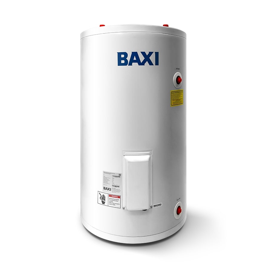 BAXI Бойлер UBC 150 л белый напольный, комбинированный с ТЭНОМ  (теплообменник 24.1 кВт, ТЭН 3 кВт, ПАТРУБКИ СВЕРХУ (под котел)