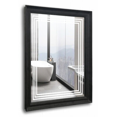 Акварель (зеркала) Зеркало Магнум 605Х805 (сенсорный выключатель, чёрный багет) 