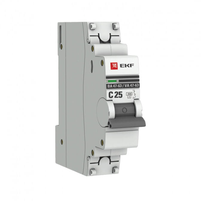 EKF Автоматический выключатель 1P 25А (C) 4,5kA ВА 47-63 PROxima