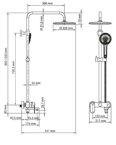 Wasser Kraft Душевой комплект со смесителем WasserKraft A18501 