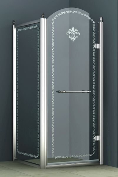 Cezares RETRO-A-1-90-CP-G-L Душевой угол, левый, стекло 8мм прозрачное c матовым узором, профиль золото