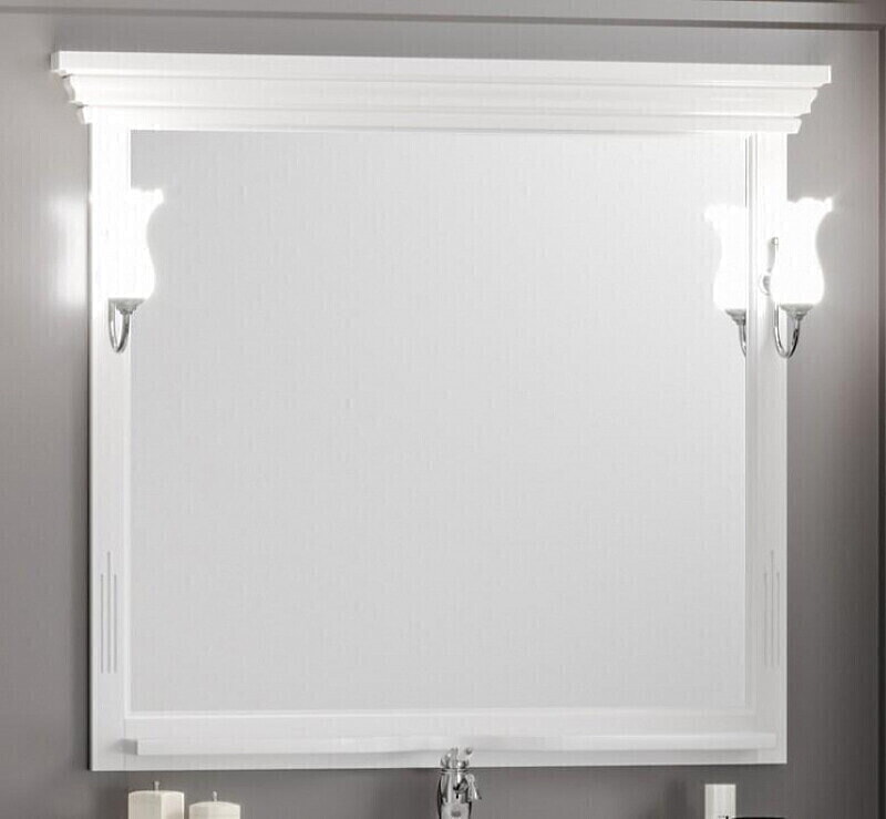Opadiris Зеркало Риспекто 100,  цвет белый матовый (9003) со светильниками на Рустику, хром