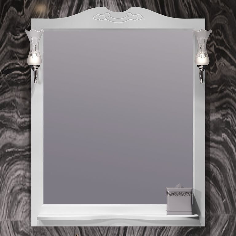 Opadiris Зеркало Брунелла 80, цвет 9003 (белый матовый) со светильниками