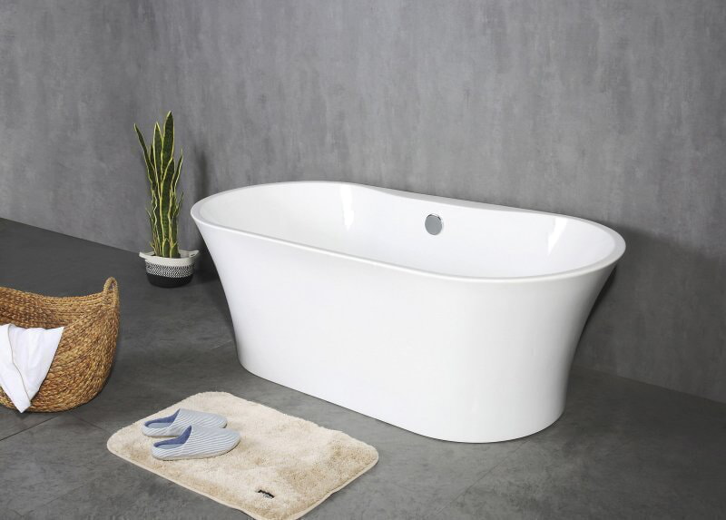 BelBagno BB201-1700-800 Отдельностоящая овальная акриловая ванна в комплекте со сливом-переливом цвета хром