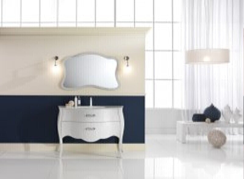 Cezares TULIP 123 Bianco Комплект мебели с 2 ящиками(тумба+ раковина-столешница+ Зеркало+ Светильники)