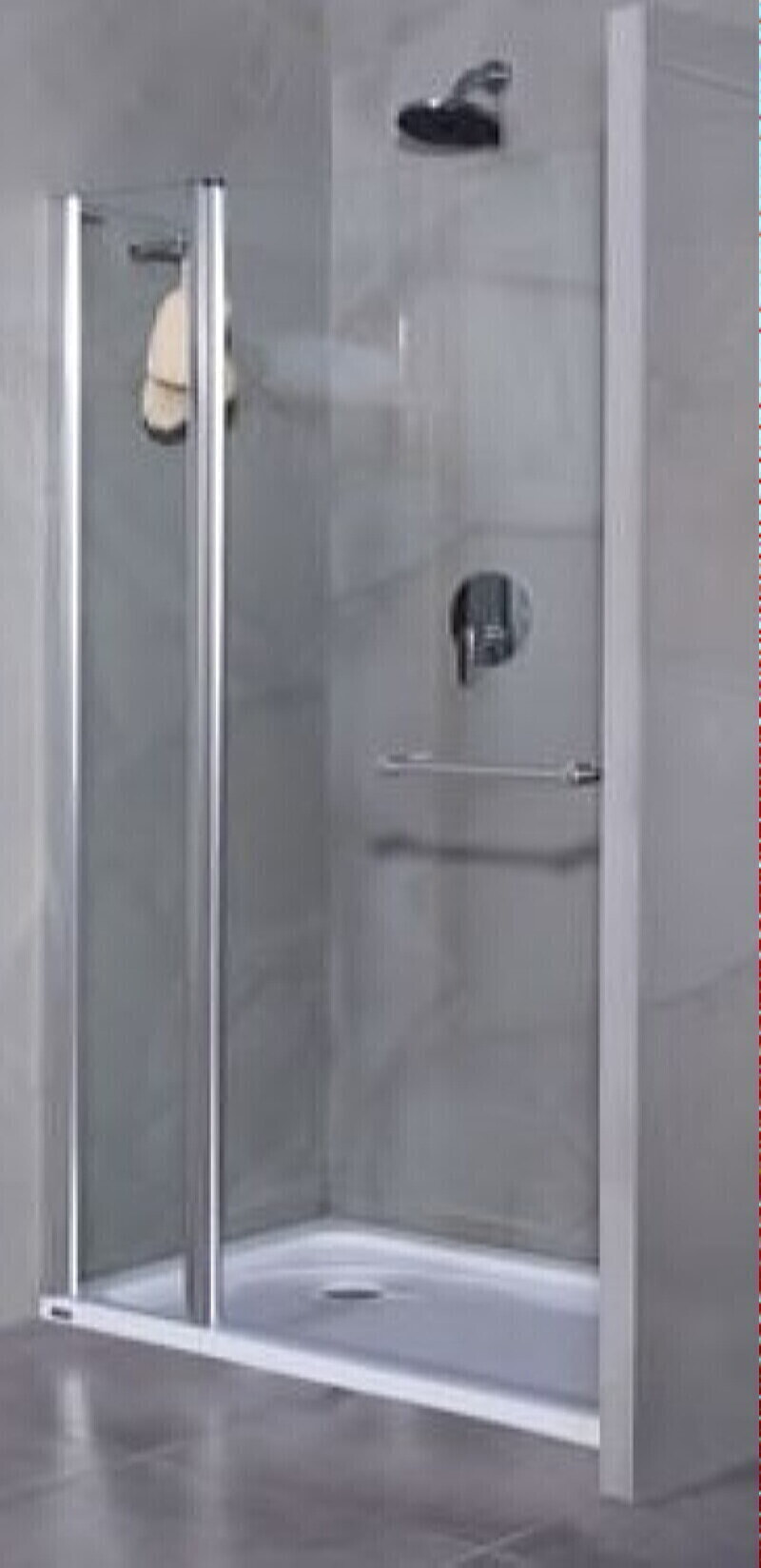 SANPLAST Дверь для душа 1-створчатая распашная, профиль-матов серебро, стекло-прозрачн. Размер:90*185