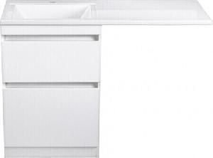 Style Line Тумба Оптима-60 (2.ящ), белая, с умывальником на стиральную машину  (уценен)