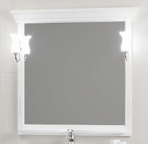 Opadiris Зеркало Риспекто 95, цвет белый матовый  (9003) со светильниками на Рустику  хром