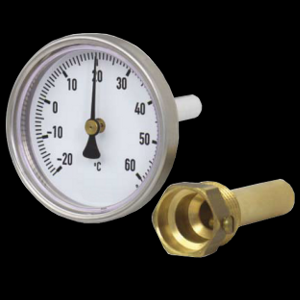 TIM Термометр "малый", с гильзой, 1/4"(0℃ - 80℃) 