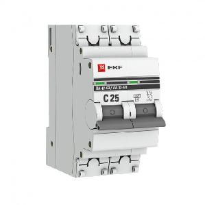 EKF Автоматический выключатель 2P 25А (C) 4,5kA ВА 47-63 PROxima