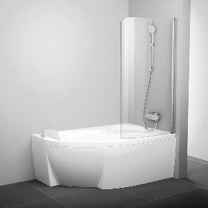 RAVAK Шторка для ванны CVSK1 ROSA 140/150 R, блестящая+транспарент (7QRM0C00Y1)