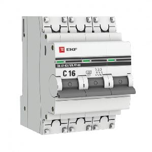 EKF Автоматический выключатель 3P 16А (C) 4,5kA ВА 47-63 EKF PROxima